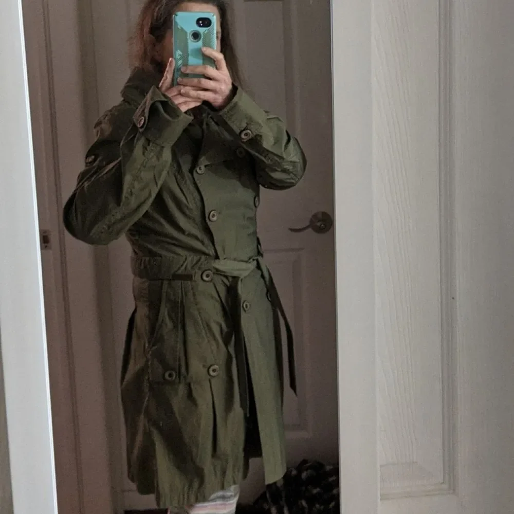 DreiMaster cotton double breasted military- esque utility trench coat Large